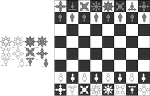 Abstract Chess Pieces Setup PNG Image