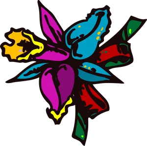 Abstract Colorful Daffodil Vector PNG Image