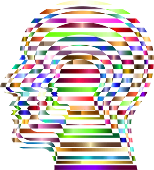 Abstract Colorful Head Sculpture PNG Image