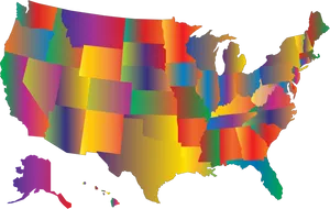 Abstract Colorful U S A Map PNG Image