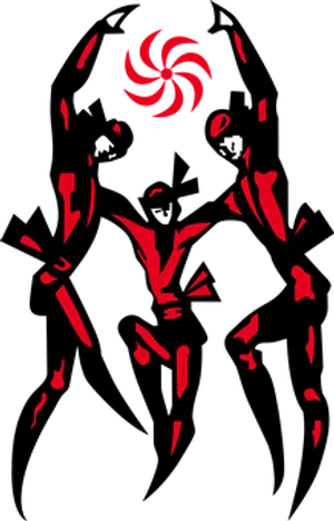 Abstract Dancer Silhouette Red Black PNG