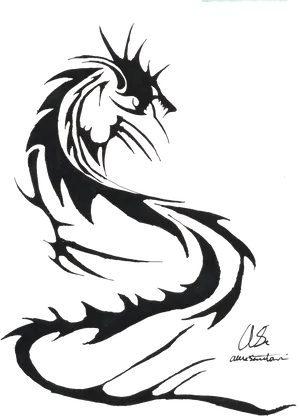 Abstract Dragon Tattoo Design PNG Image