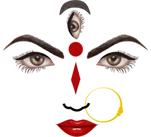 Abstract Durga Face Artwork PNG Image