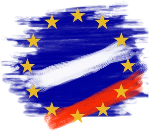 Abstract E U Flag Brushstroke PNG Image