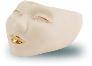 Abstract Face Planterwith Gold Features PNG Image