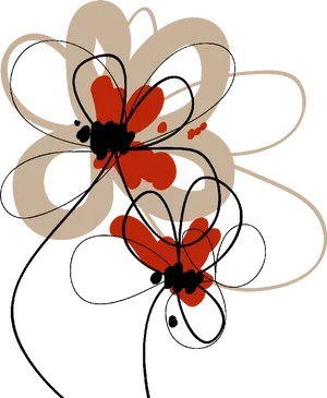 Abstract Floral Butterfly Art PNG Image