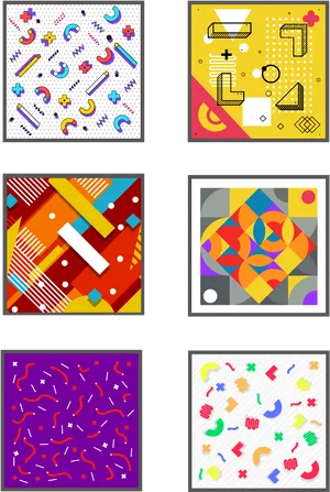 Abstract Geometric Artwork Collection PNG Image