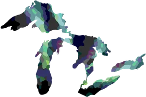 Abstract Great Lakes Map PNG