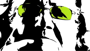 Abstract Green Eye Shapeson Black Background PNG