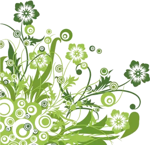 Abstract Green Floral Design PNG Image