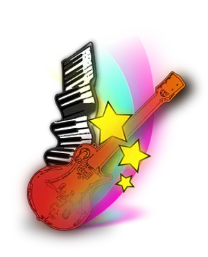 Abstract Guitar Piano Fusion Art PNG Image