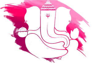 Abstract Lord Ganesh Silhouette Pink Brushstroke PNG Image