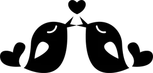 Abstract Love Birds Black White PNG Image