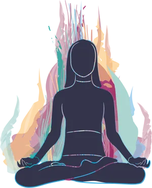 Abstract Meditation Silhouette Energy Flow PNG Image