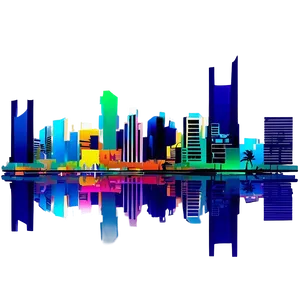 Abstract Miami Skyline Art Png Hqm37 PNG Image