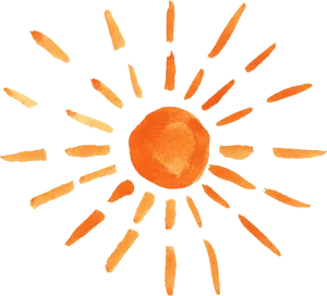 Abstract Orange Sun Illustration PNG Image