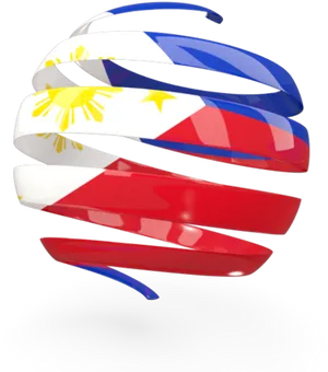 Abstract Philippine Flag Ribbon Design PNG Image