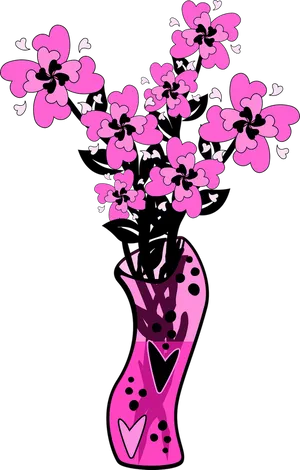 Abstract Pink Flowersin Vase PNG Image