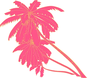 Abstract Pink Palm Leaves Illustration PNG Image