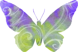 Abstract Purple Green Butterfly Art PNG Image