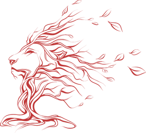 Abstract Red Lion Tattoo Design PNG Image