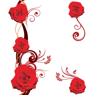 Abstract Red Roses Design PNG Image