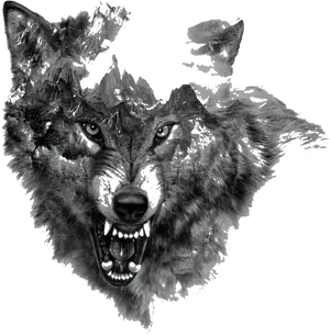 Abstract Wolf Tattoo Design PNG Image