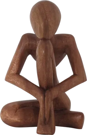 Abstract Wooden Figure Sculpture PNG Image