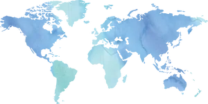 Abstract World Map Blue Tones PNG Image