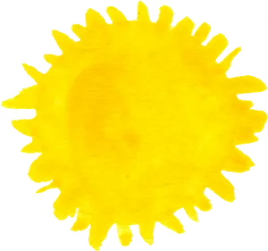 Abstract Yellow Sun Painting PNG Image