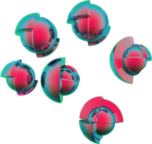 Abstract3 D Spheres Anaglyph Effect PNG Image