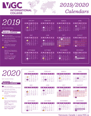 Academic Calendar V G C International College20192020 PNG Image