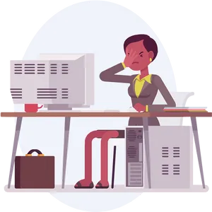 Accountant Stressedat Desk.png PNG Image