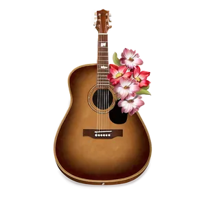 Acoustic Guitar With Flowers Png Nmn PNG Image