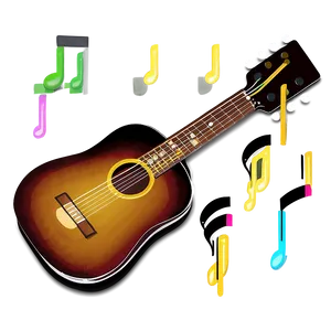 Acoustic Guitar With Music Notes Png 55 PNG Image