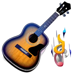 Acoustic Guitar With Music Notes Png Pno PNG Image