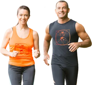 Active Couple Jogging Together PNG Image