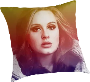 Adele Portraiton Pillow PNG Image