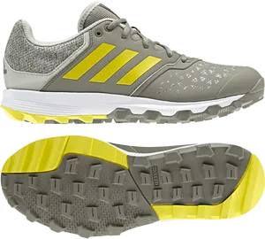 Adidas Trail Running Shoes Grey Yellow PNG Image