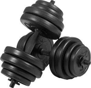 Adjustable Black Dumbbells Fitness Equipment PNG Image