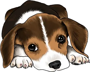 Adorable Beagle Puppy Illustration PNG Image