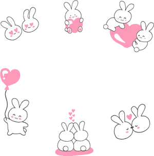 Adorable Bunny Love Pattern PNG Image