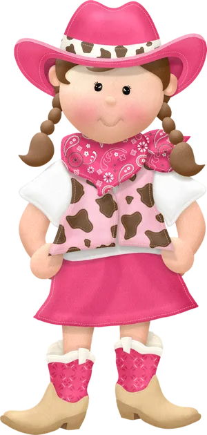 Adorable Cartoon Cowgirl.png PNG Image