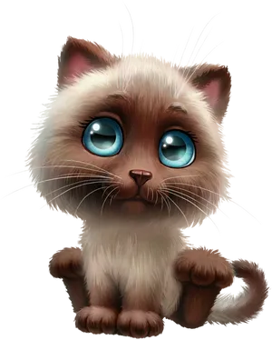 Adorable Cartoon Kitten PNG Image