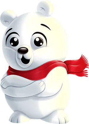 Adorable Polar Bear Hugging Air PNG Image