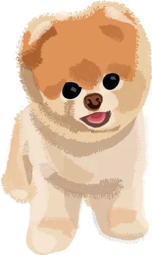 Adorable Pomeranian Illustration PNG Image