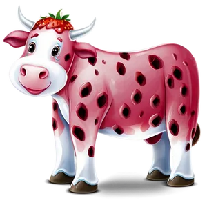 Adorable Strawberry Cow Clipart Png Ltj4 PNG Image