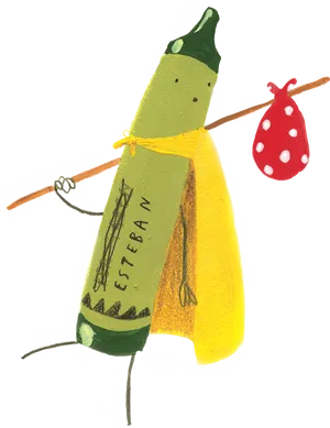 Adventurous Crayon Character Illustration PNG Image