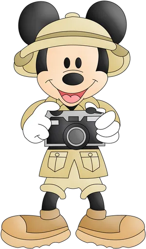 Adventurous Mickeywith Camera PNG Image