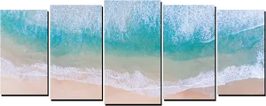 Aerial Beach Waves5 Panel Wall Art PNG Image